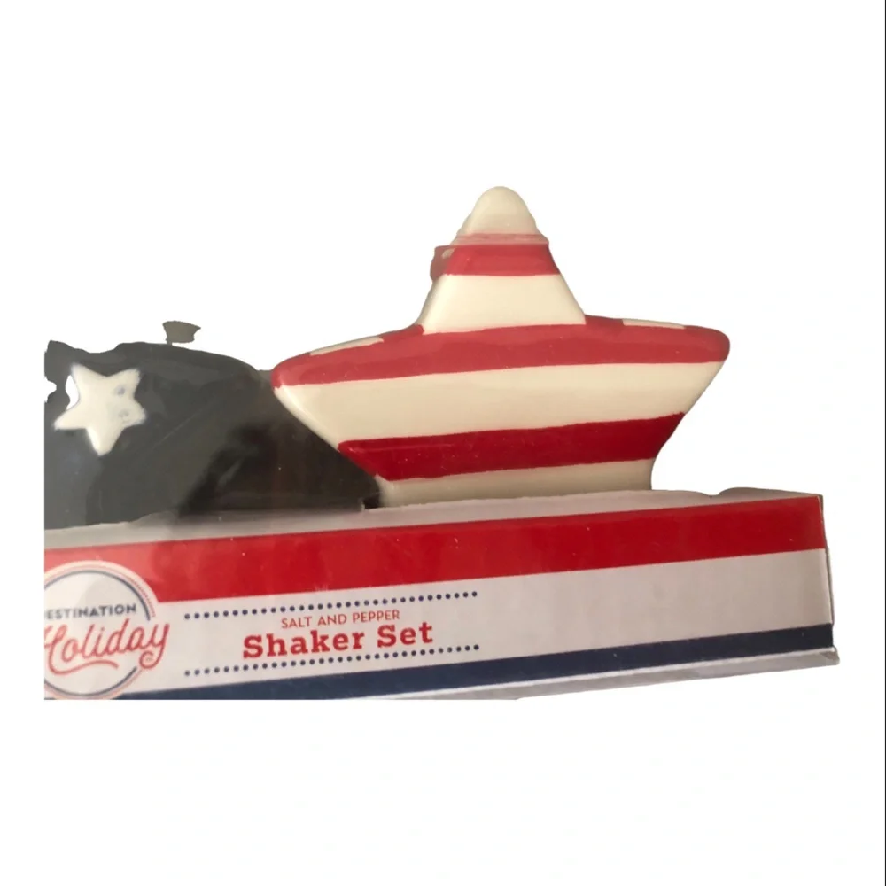 Patriotic Americana Stars & Stripes‎ star spangled banner salt & pepper set new